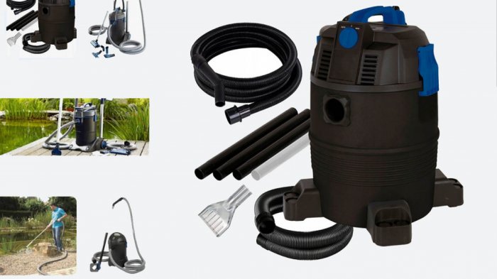 Очистка пруда на даче с помощью водного пылесоса в Москве